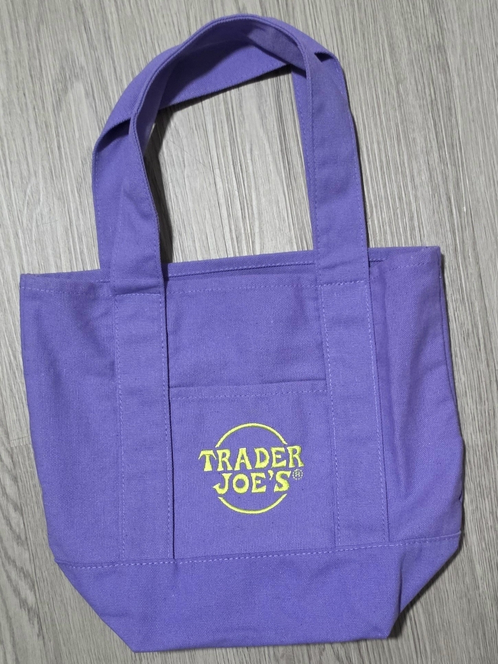 Trader Joe's Purple Canvas Tote with Yellow Logo